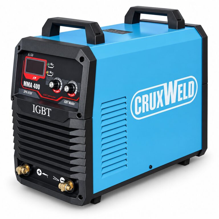 CRUXWELD ARC400iS 400A arc welding machine – 3 phase inverter, angled view