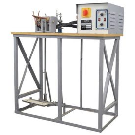 Pedal operated battery spot welder