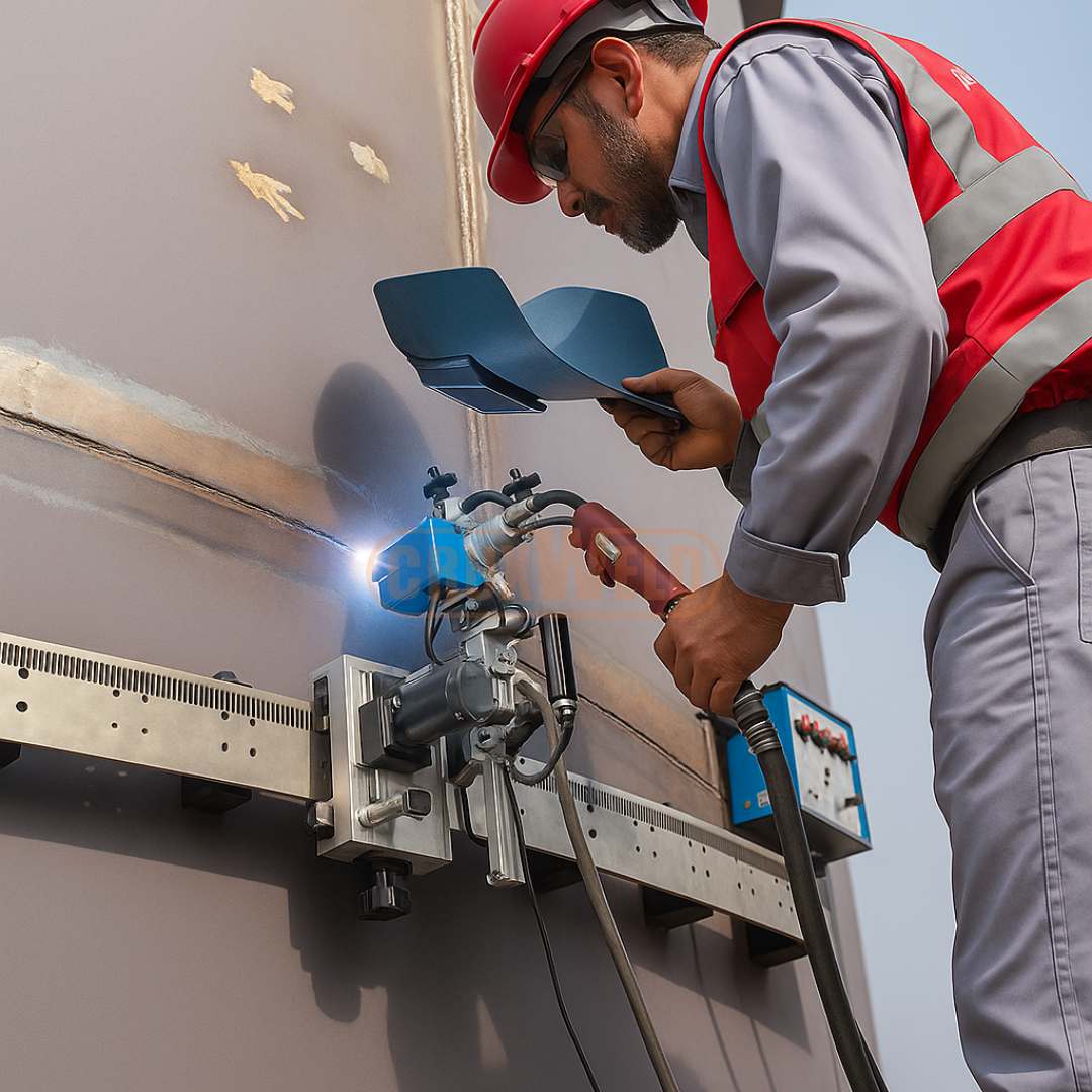 Operator running the DynaFlex 100S on a vertical seam