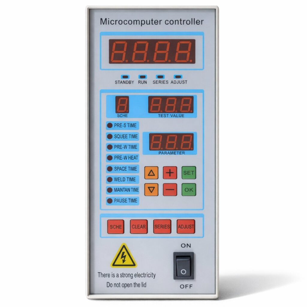 Digital microcomputer controller for spot and seam welder settings