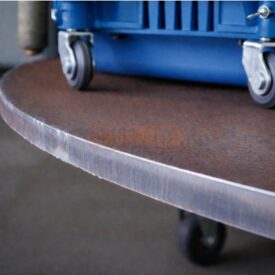 Oscillating welding carriage travel speed control panel close-up