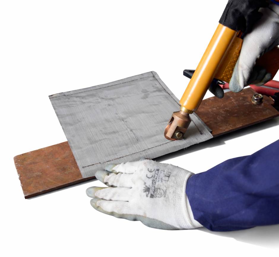 Roller seam welding wheel electrode close up for seam welding