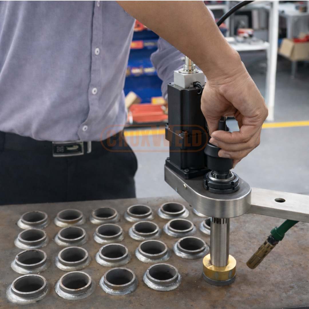Operator inserting the TubeSeal H89 head into a tube on the tubesheet