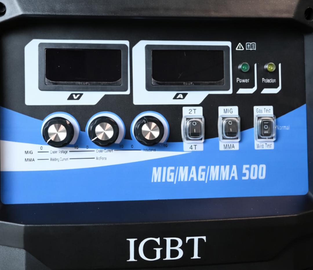 CWMIG500P front panel with dual digital displays, inductance, crater and mode controls