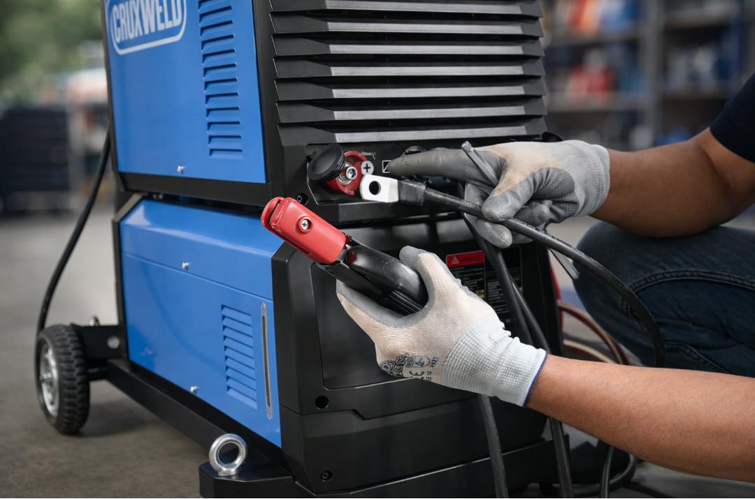 Connecting the water-cooled MIG torch on the CWMIG500P