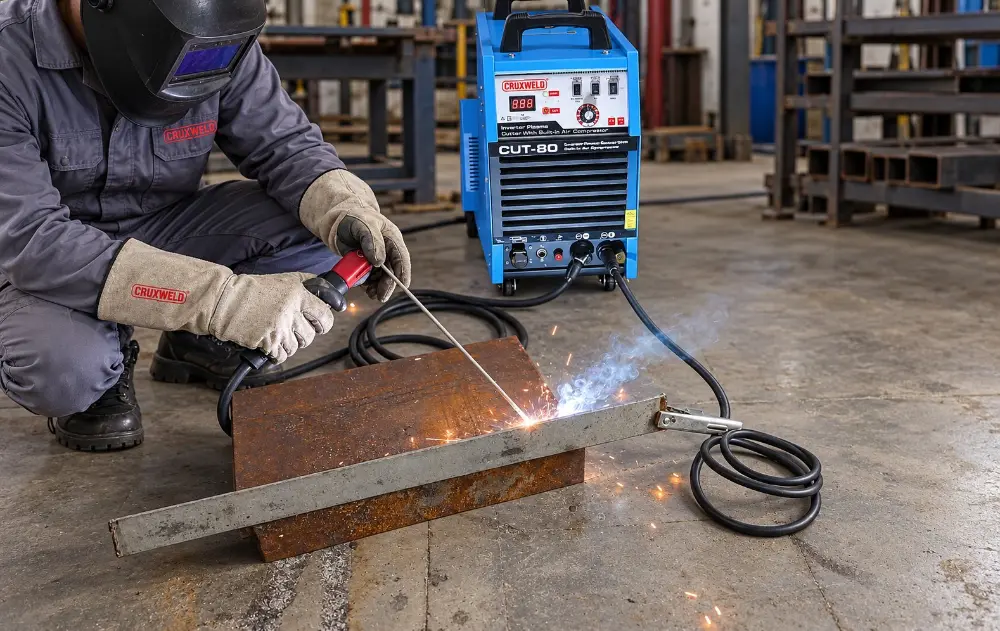 MMA stick welding with the FINELINE 80IC plasma cutter in MMA mode