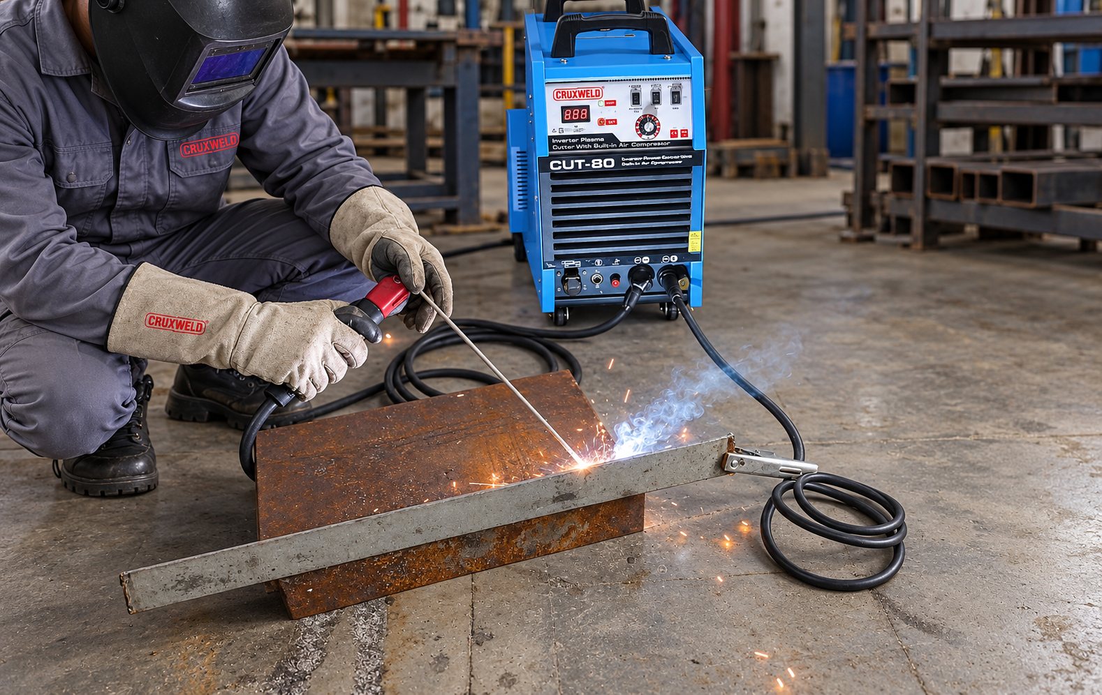 MMA stick welding with the FINELINE 80IC plasma cutter in MMA mode