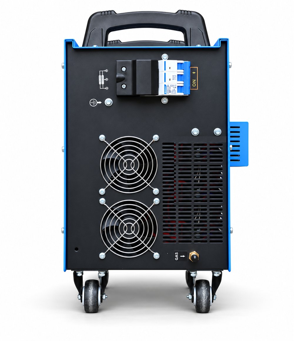 FINELINE 80IC plasma cutter rear view with twin cooling fans