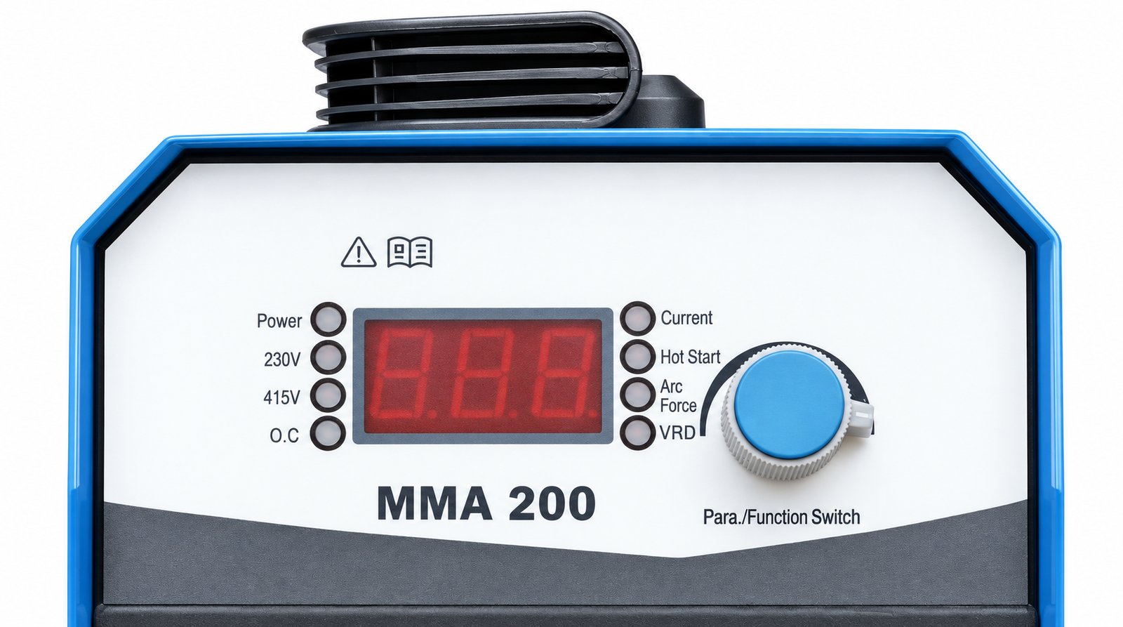 ARC200iS digital control panel and carry handle