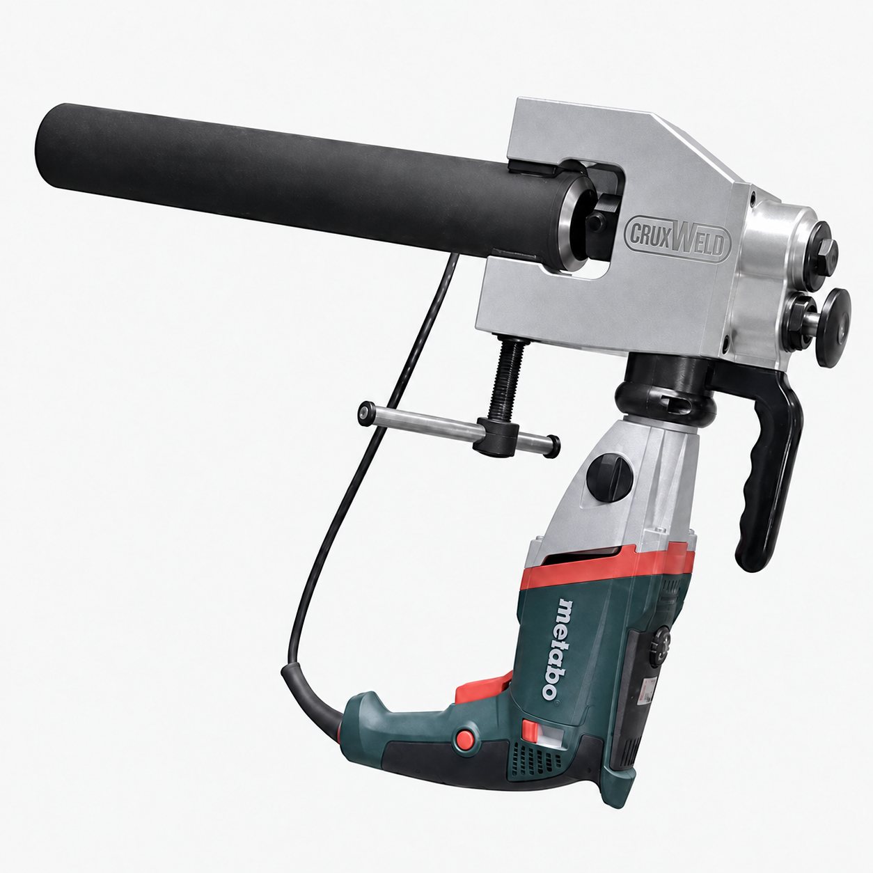 BEVEX 63 pipe beveling machine clamped on a steel pipe end