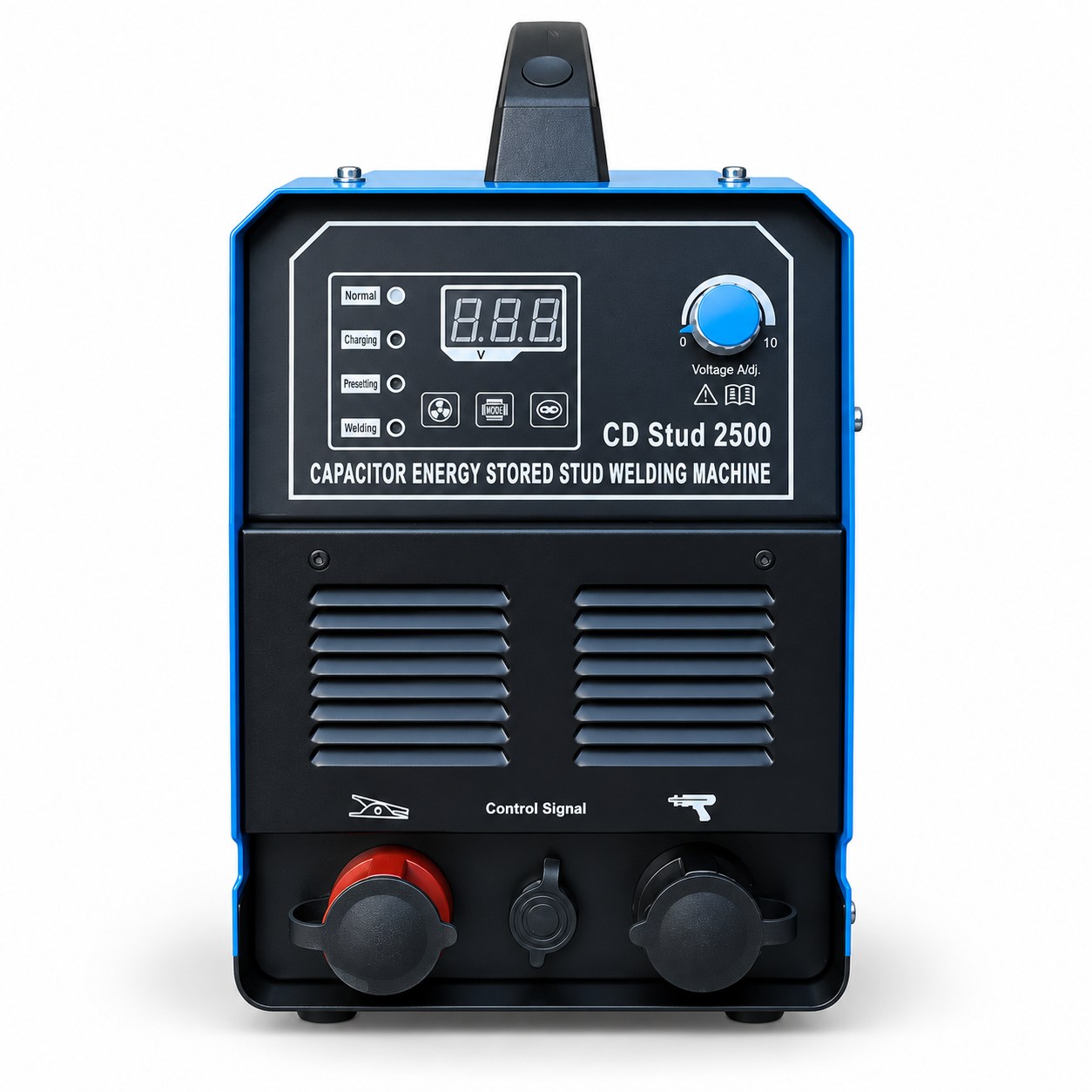 CDS10M front view with earth, control-signal and gun sockets