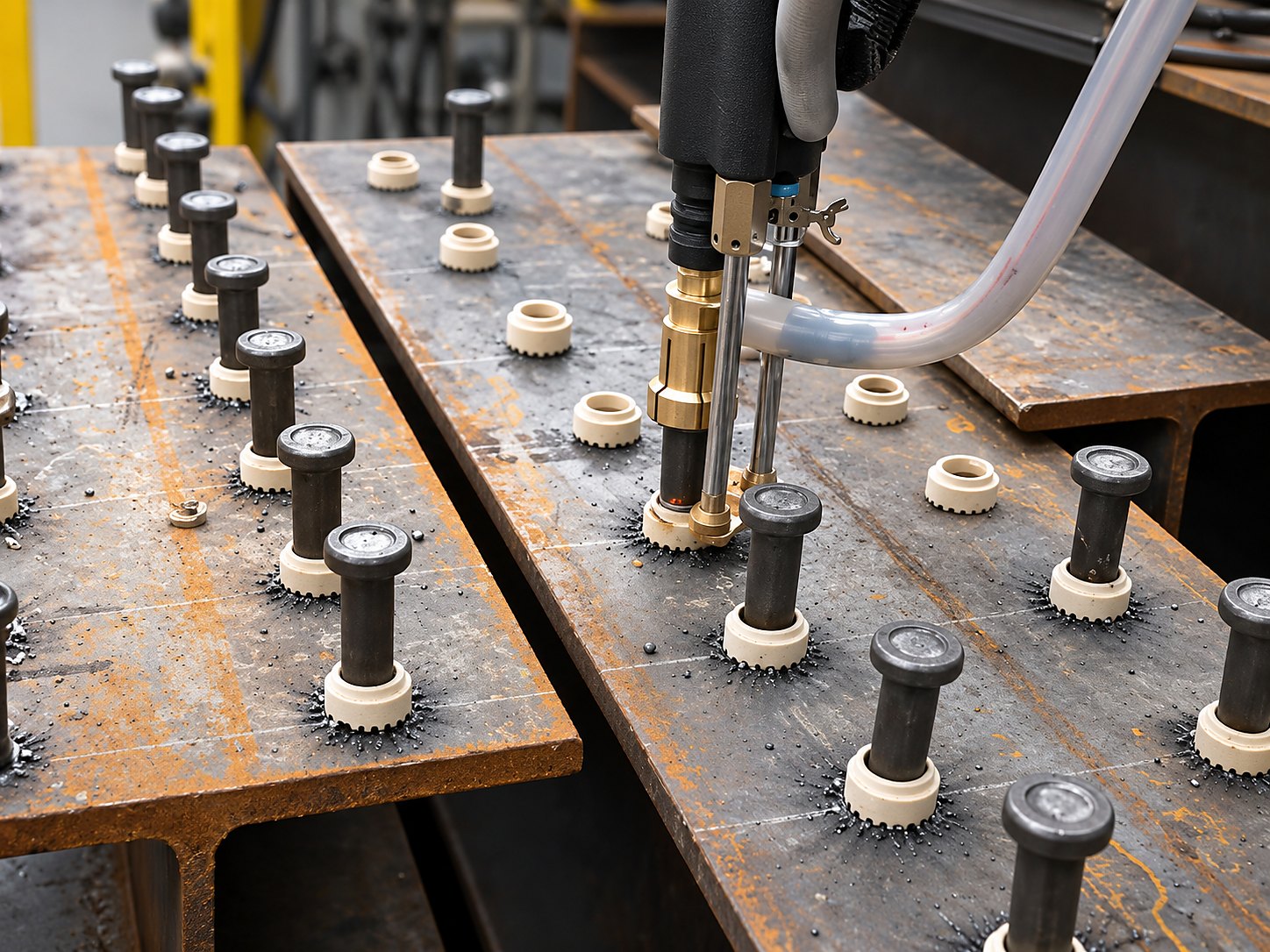 Shear studs welded onto beam flanges with the CDS-2500