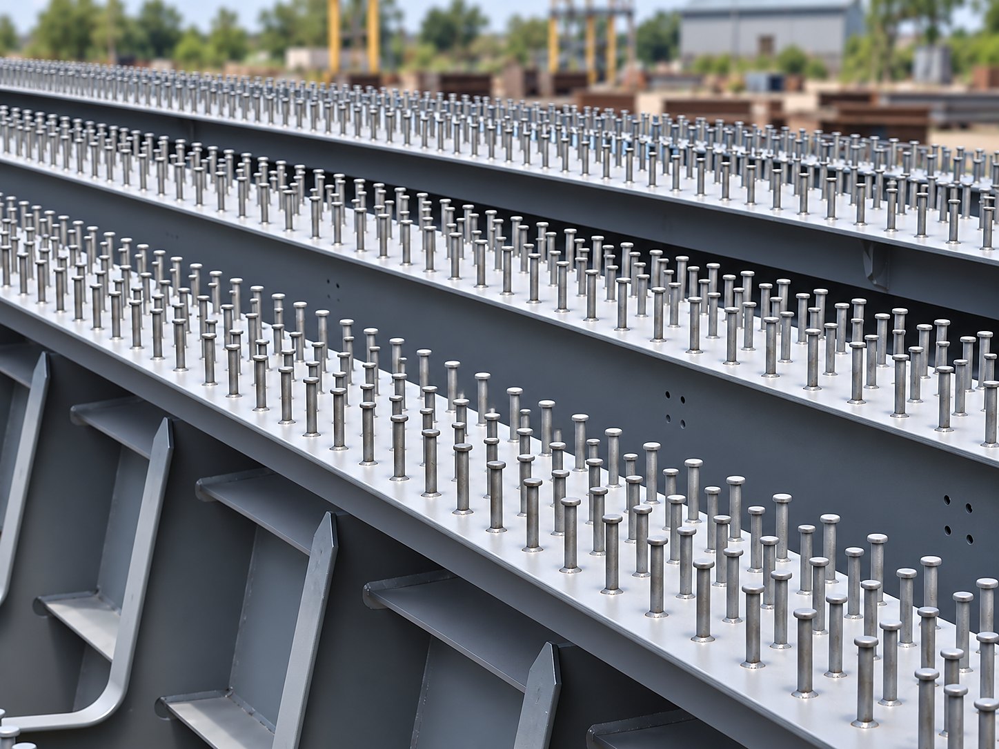Bridge girder with hundreds of shear studs