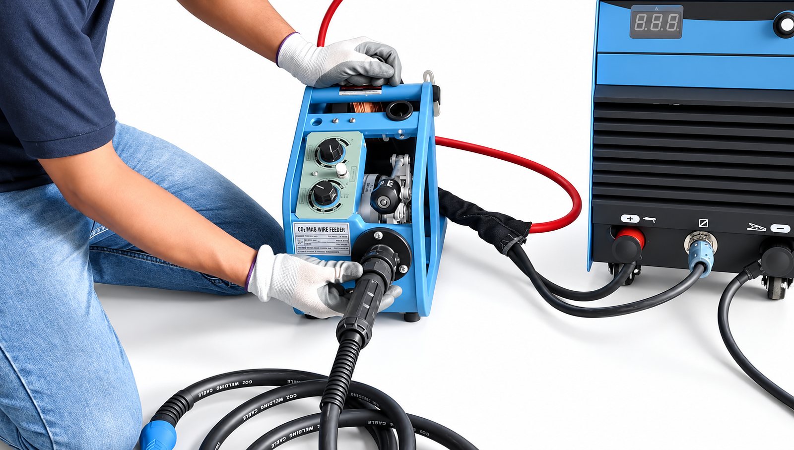 Connecting the MIG torch to the CWMIG400iJ wire feeder