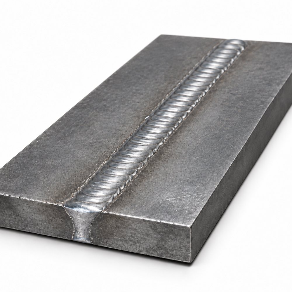 Butt weld on plate made with a 400 A MIG welding machine