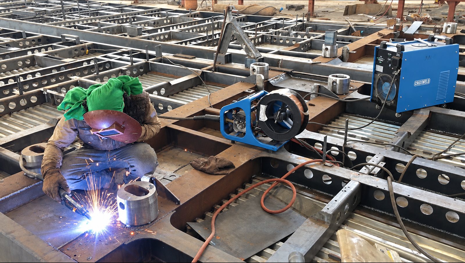 Cruxweld MIG welder used on a large steel structure fabrication