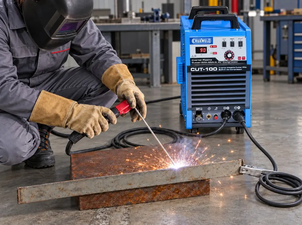 MMA stick welding with the FINELINE 100IC in weld mode