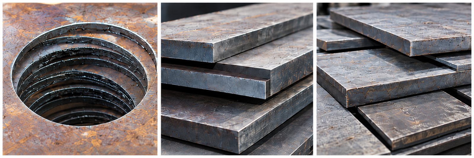 Plasma cut samples: round hole and square-edged plates cut with the FINELINE 100IC
