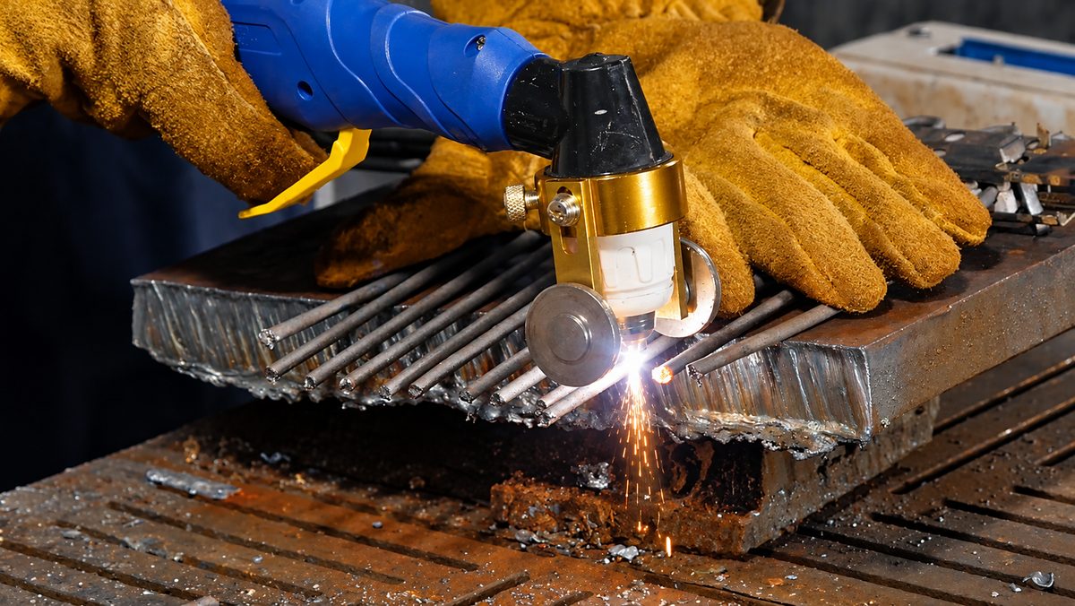 Cutting a bundle of steel rebar