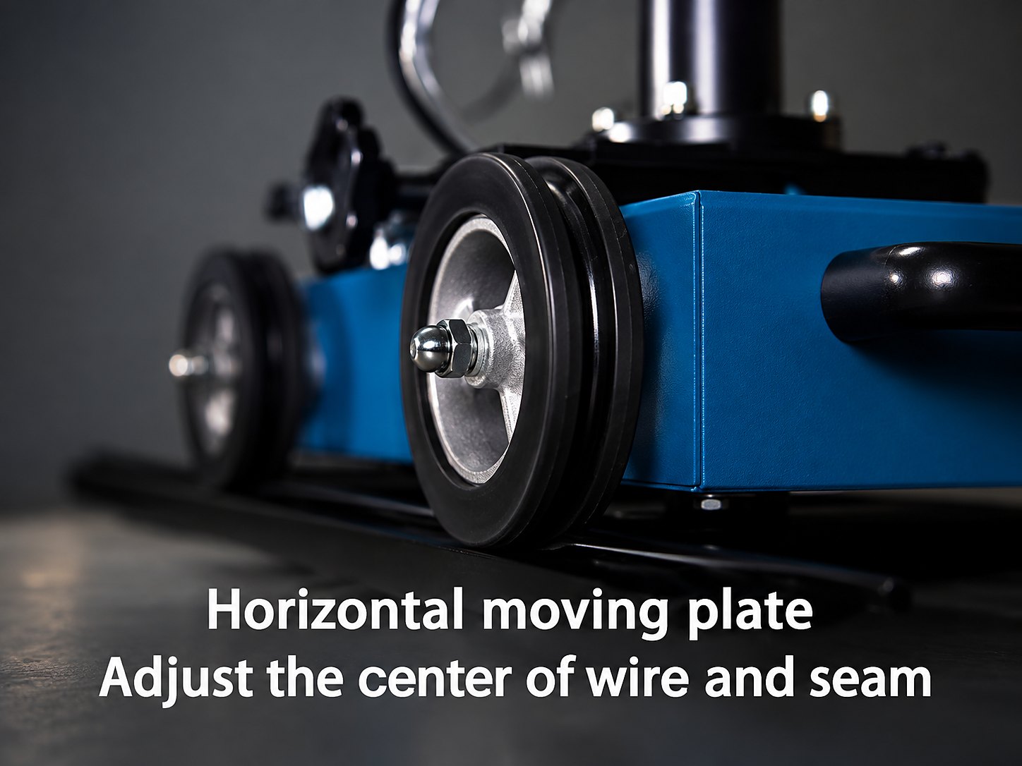 Horizontal moving plate to align wire and seam on the FLUXOR SAW tractor