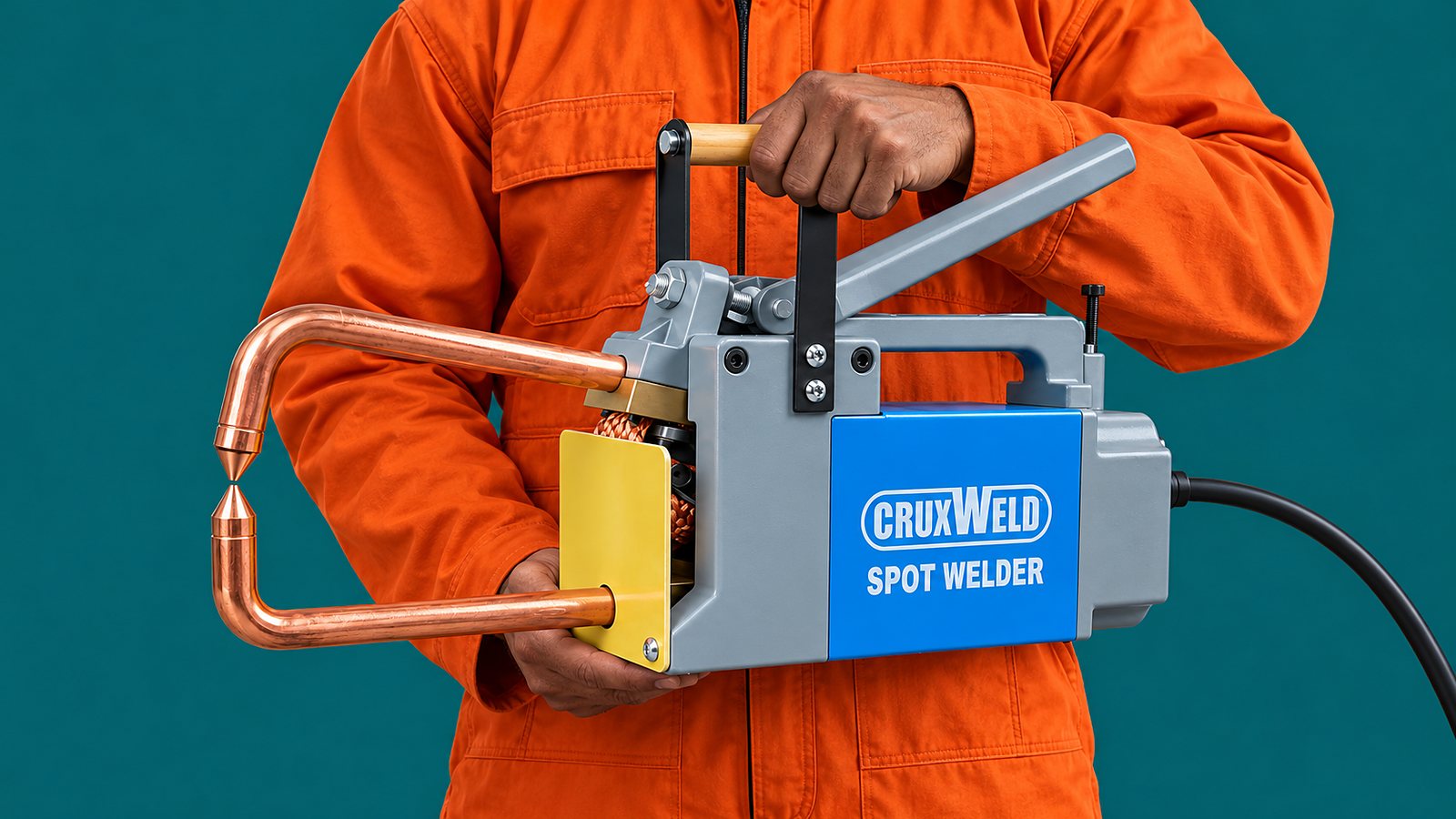 Operator carrying the ProSpot 6K portable spot welder by its handle
