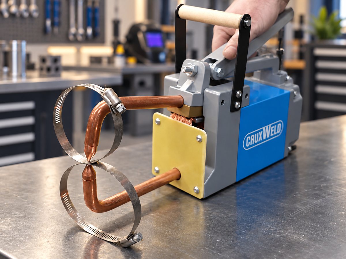 clamps and bands spot welded with the ProSpot 6K portable spot welder