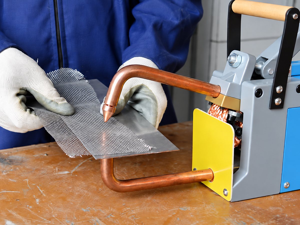 mesh to sheet spot welded with the ProSpot 6K portable spot welder