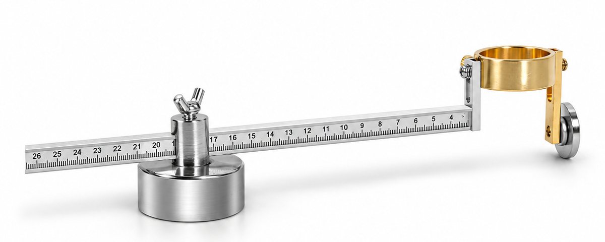 ROTO 1000M side view: magnetic base, wing locking screw, radius bar, torch holder and guide wheel