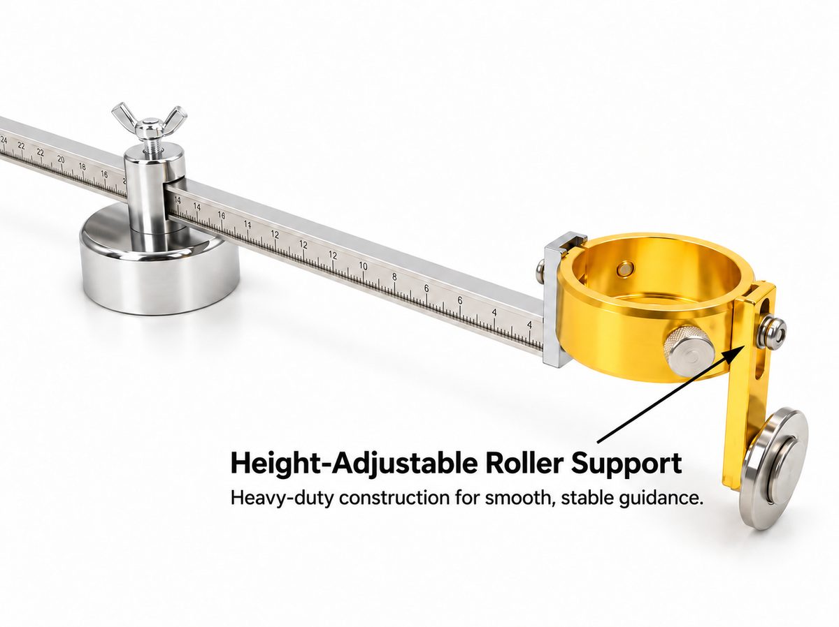 Height-adjustable roller support on the ROTO torch holder
