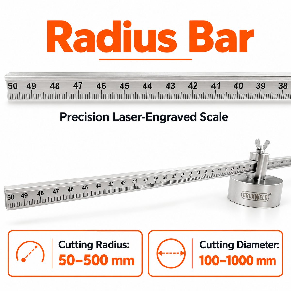 ROTO 500 mm radius bar with laser-engraved scale