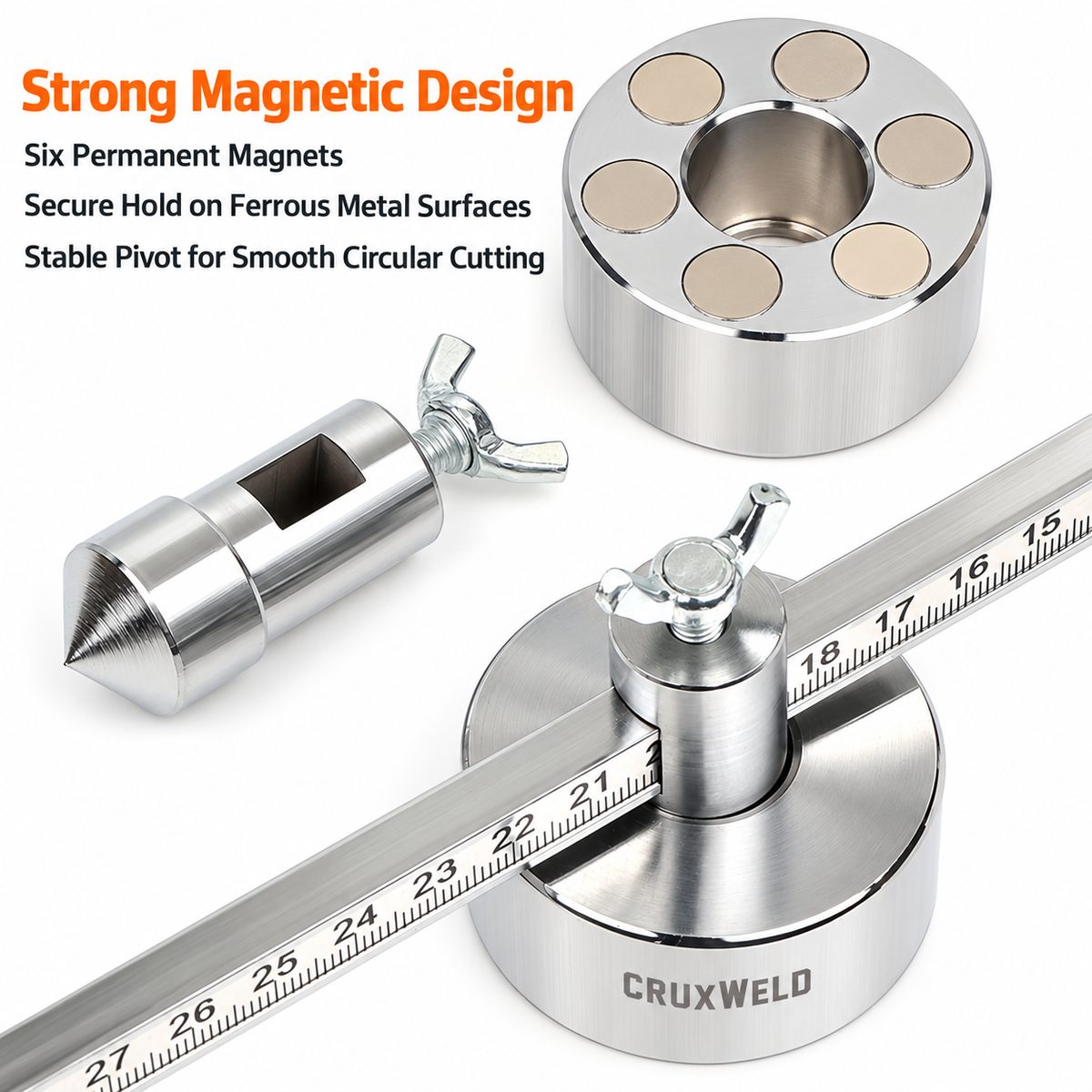 ROTO magnetic base with six permanent magnets and centre point