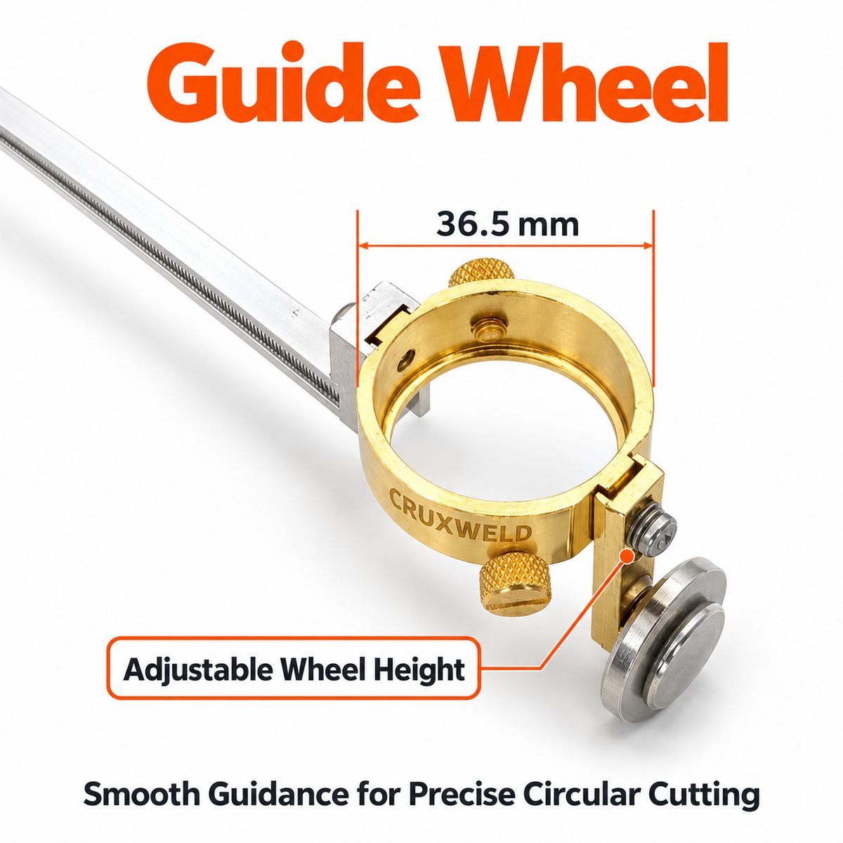ROTO torch holder with 36.5 mm bore and adjustable guide wheel