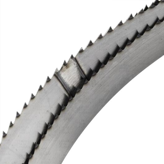 Finished bandsaw blade weld seam after annealing and grinding on the UltraFlex 520