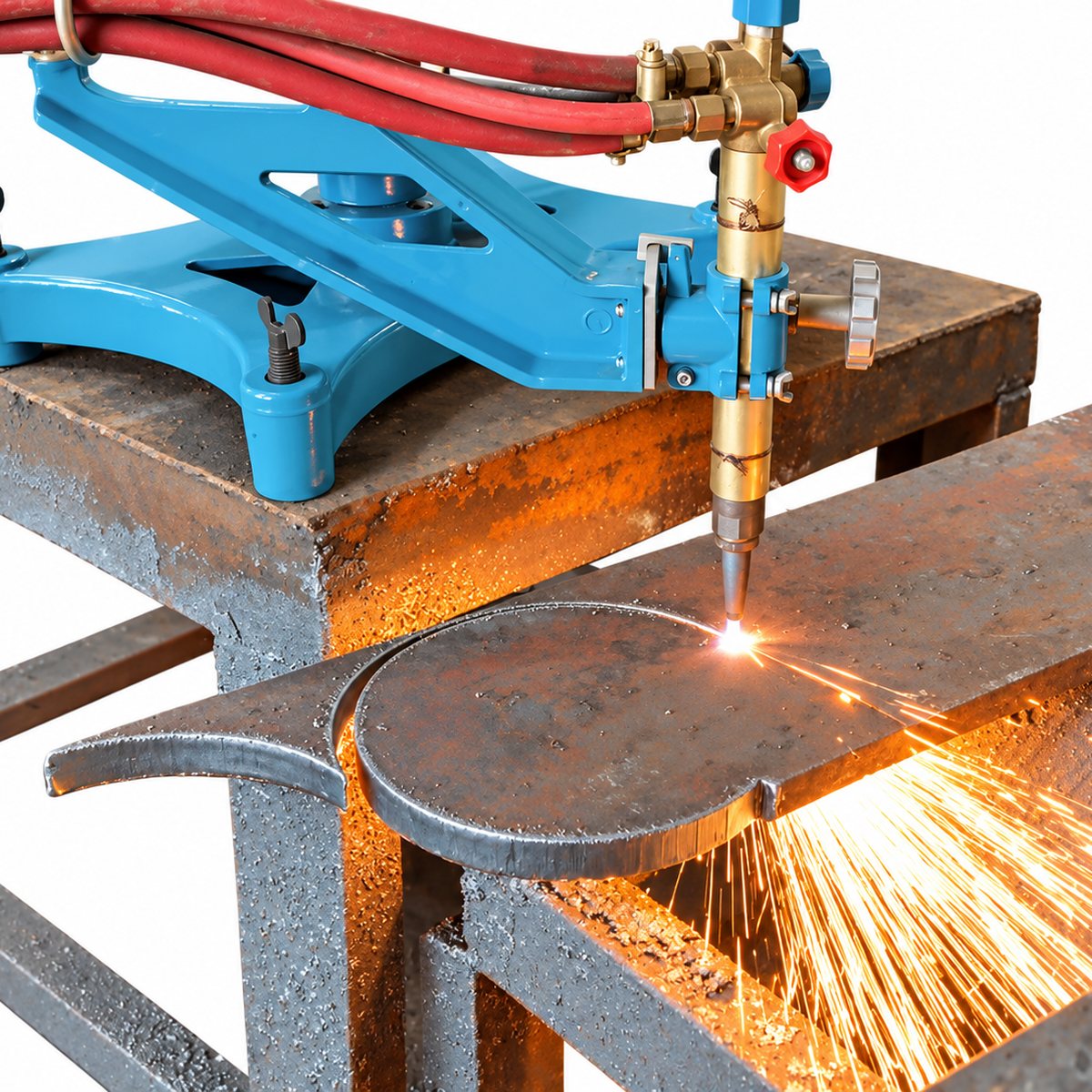 WING1800P profile cutting machine cutting a round blank with oxy-fuel
